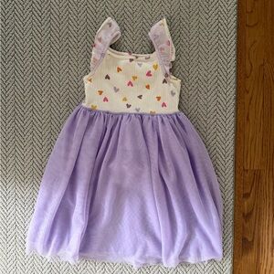 Cat & Jack Girls Purple Tulle Sleeveless Dress with Hearts, Size 8
